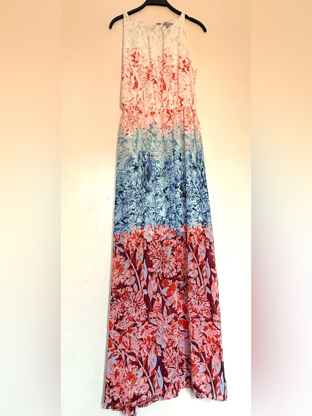 H&M Floral Maxi Dress Skirt in White, Red, Coral and Blues